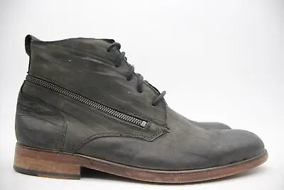 John Varvatos Shaft Zipper Distressed Boots Men's Size 11 M Black Leather • $116.96