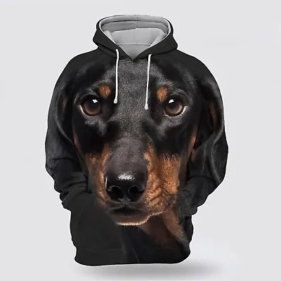 Black Dachshund All Over Print Hoodie Shirt - Mean Gift For Dog Lover • $36.95