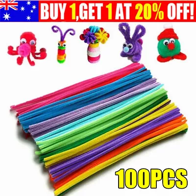 100PCS Pipe Cleaners Chenille Stems Pipe Cleaner Craft Sticks Asst Colours Art • $8.59