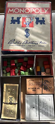 1935 Parker Brothers Monopoly Game Wooden Pieces No Board Complete • $29.99