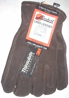 Lambert 4TH Dark Brown Suede Leather Gloves Thinsulate Lined Medium • $2.99