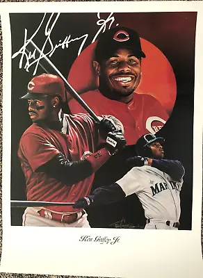 2000 Ken Griffey Jr Reds Mariners Lithograph Poster By Tim Cortes 18 X 24 Inches • $8.50
