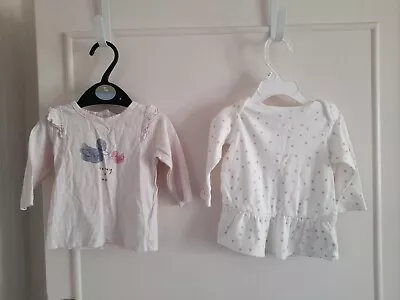 Preowened Baby Girl 2 Pack Long Sleeves T Shirt Top Clothes Uk Age 0-3 Months  • £9.99