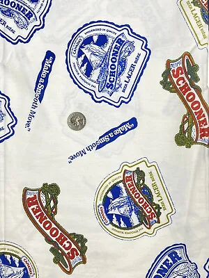 Vintage Novelty Print Fabric Schooner Beer Labels & Logo 44  X 2 Yards • $18