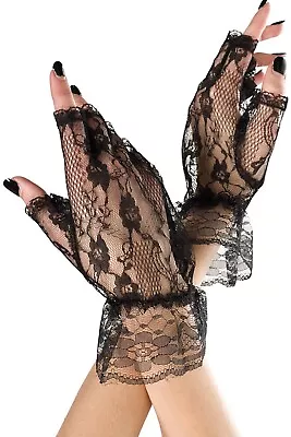 Sexy MUSIC LEGS Short WRIST Length LACE Ruffled FINGERLESS Madonna GLOVES 80's • $7.89