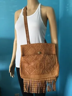 Vintage (New)Handmade Moroccan Leather Crossbody Fringe Bag W/Alternative Straps • $80