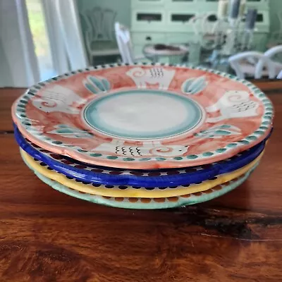 Vintage Ceramic Vietri Solimene Italy *Set Of 4* Dinner Plates 80's • $79.95