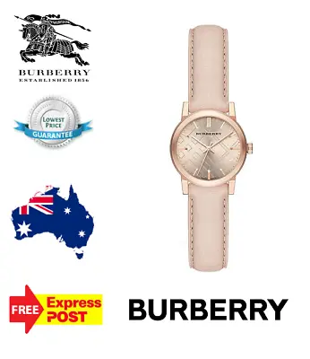 New Burberry 'the City' Bu9210 Rose Gold/beige/leather Check Womens Quartz Watch • $319.99