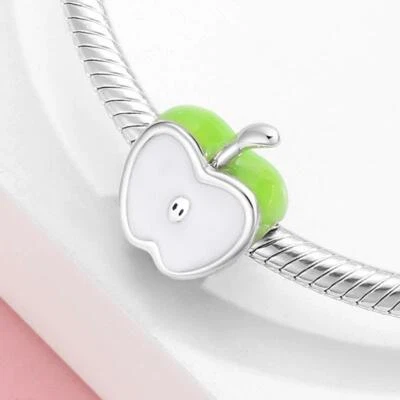 $27.90 • Buy GREEN APPLE S925 Sterling Silver Charm By Charm Heaven * New Design*