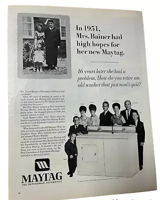 1967 Maytag Washing Machine Vintage Print Ad Repair Appliance Shop Decor • $9.99