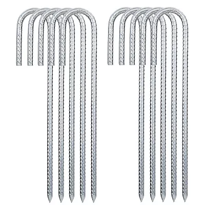 10pcs 300mm*8mm Heavy Duty Tent Pegs Galvanised Steel J-Pin Ground Stakes Gazebo • £0.01