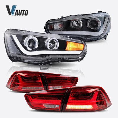 $419.99 • Buy 2*VLAND Red Lens Tail Lights+LED Headlights For Mitsubishi Lancer Evo Audi Style