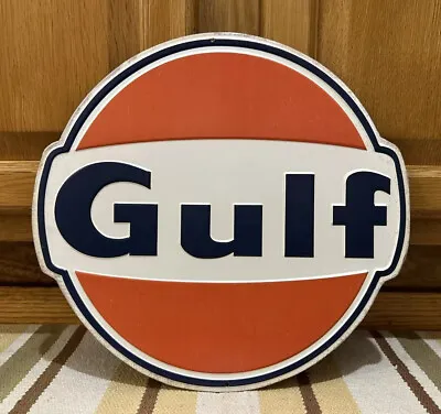 Gulf Gasoline Metal Sign Garage Vintage Style Wall Decor Tools Oil Bar Pub 1 • $40