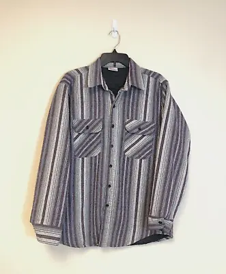 VINTAGE Field & Stream Quilted Lined Plaid Flannel Size Large Striped Jacket • $32