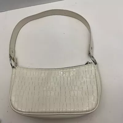 H&M Divided White Vinyl Purse Faux Snake Skin Hand Bag • $15