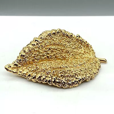 Vintage Gold Dipped Vermeil Leaf Brooch Eggert Botanical Jewelry Flora Danica • $27.30