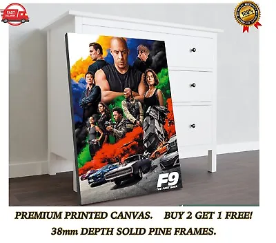 F9 Fast & Furious Movie Large CANVAS Art Print Gift A0 A1 A2 A3 A4 • £21