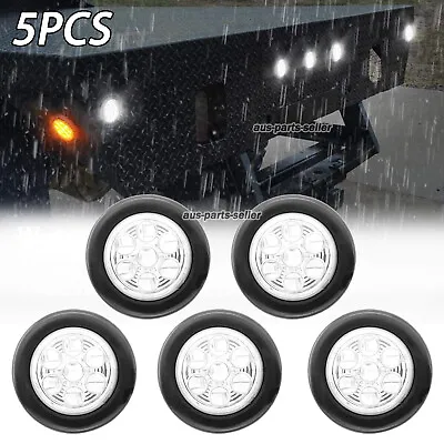 5x 2  Inch Clear White LED Round Lights Truck Trailer 12V Clearance Side Marker • $18.92