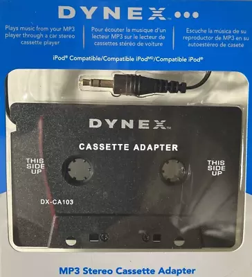 DYNEX AUX MP3 Stereo Cassette Tape Adapter - Black DX-CA100 • $8.99