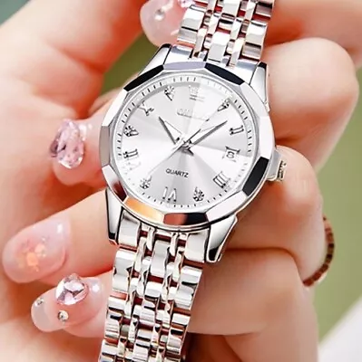 Waterproof Quartz Watch For Women's Luxury White Elegant Date Luminous OLEVS • $39.95