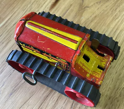 1960s Marx Tin Toy Tractor Not Working Red Yellow No Farmer • $22.95