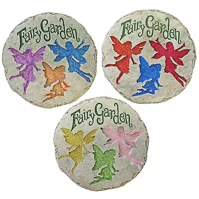 Round Fairy Garden Stepping Stone / Lawn Plaque Decoration - Choose Colour • £4.50