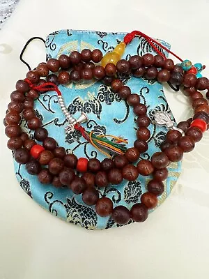 Bodhi Seed Mala 9mm Antique With Coral Turquoise Amber Sterling Silver Tibetan • $649.99