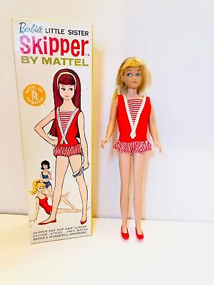 Vintage 1963-64 Mattel Skipper #950 Blonde IOB Original Bathing Suit Red Sailor • $248