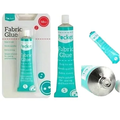 50ml Fabric Glue Extra Strong Quick Bonding Textile Craft & Hemming Adhesive UK • £3