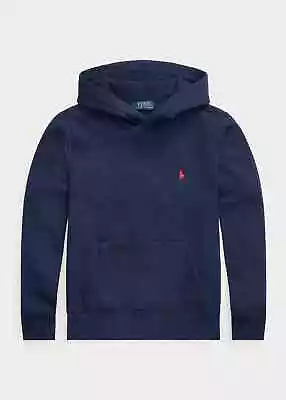 Boys Polo Ralph Lauren Fleece Hoodie Sweatshirt Navy Blue - Medium / M • £14.99