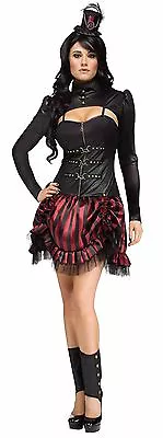 Steampunk Dress Ladies Sexy Blk & Burg 4 Pc Dress Spats & Hat Steampunk Costume  • $49.98