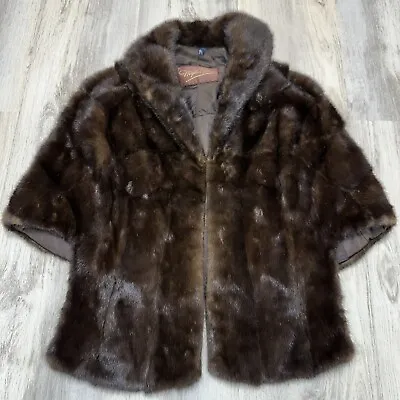 Vintage Nigbor Furs Brown Mink Fur Stole One Size Open Front Cape • $116.99