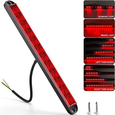 LED Trailer Light Bar 16in Red Running Brake Sequential Turn Signals Tail Light • $18.99