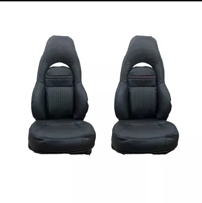 Custom Made Fit  Corvette C5 Sports Leather Replacement Seat Covers 97-04 Black • $223.20