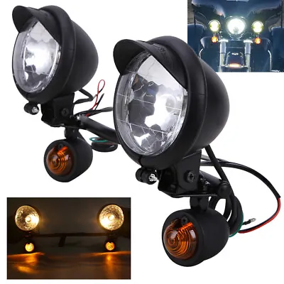 Motorcycle Driving Passing Spot Fog Turn Signal Light Bar W/ Bracket For Harley • $43.19