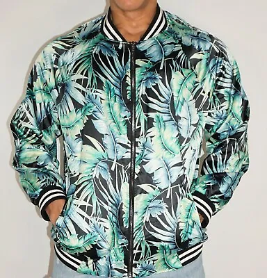 Men's Satin Leaf Print Jacket Adult 1x • $44.98