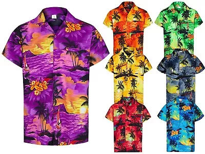 Mens Hawaiian Shirt Stag Palm Tree Party Aloha Summer Holiday Beach Fancy S-2xl • £9.95