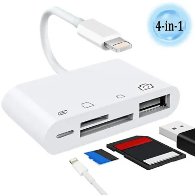 4 In 1 USB Camera Connection Micro SD TF Card Reader Adapter For IPad IPhone IOS • $11.99