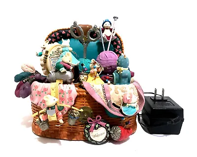 Enesco Musical Sewing Basket With Mice Whistle While You Work With CORD Complete • $159