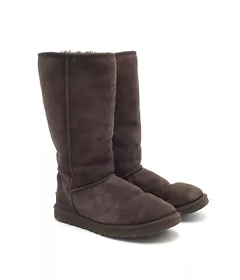 UGG Women's Classic Tall 5815 Brown Round Toe Pull On Shearling Boots - Size 9 • $19.99