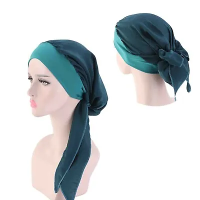 Womens Muslim Silk-Like Cancer Chemo Hat Hijab Hair Head Scarf Turban Wrap 634 • $7.99