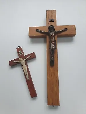 2 X Vintage Crucifix Wall Cross Jesus Christ Religious INRI • £25