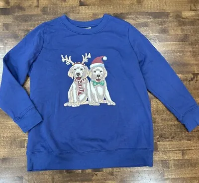 Woman Within Size M Medium 14/16 Christmas Holiday Dog Sweatshirt Sweater Fleece • $15.99