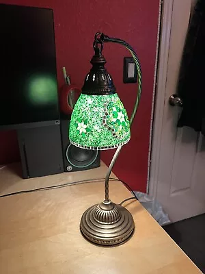 Turkish Lighting Mosaic Table Lamp Camel Neck Green • $24.99