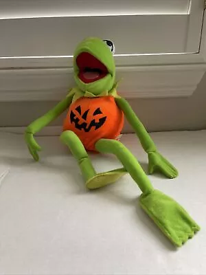 Muppet Kermit Frog Nancio  Pumpkin Halloween Posable Plush Jack O Lantern • $30