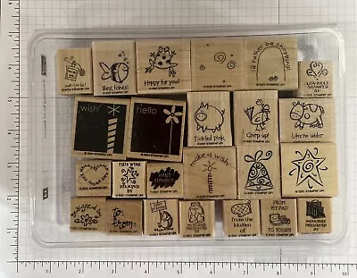 Stampin Up Wood Mounted Rubber Stamps 24-Cow Pig Frog Fish Candle Etc. • $5