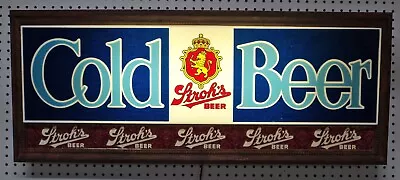 Vintage Stroh's Cold Beer Lighted Tavern Advertising Sign  ~ 39  X 16  • $199