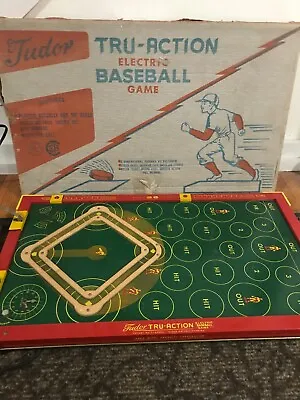 Vintage 1940's Tudor Tru-Action Electric Baseball Game Tin Toy Made In USA • $22.99