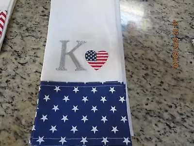 Embroidered Monogram Kitchen Towel-- K ---#b6 • $8