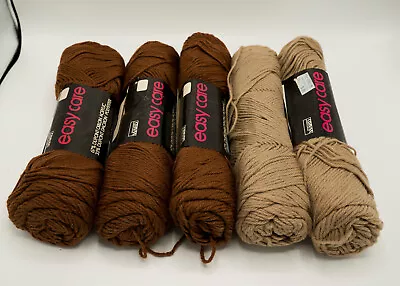 Lot Of 5 Vtg Montgomery Ward Yarn Brown Tan Dupont Orlon Acrylic & Polyester 4oz • $14.95